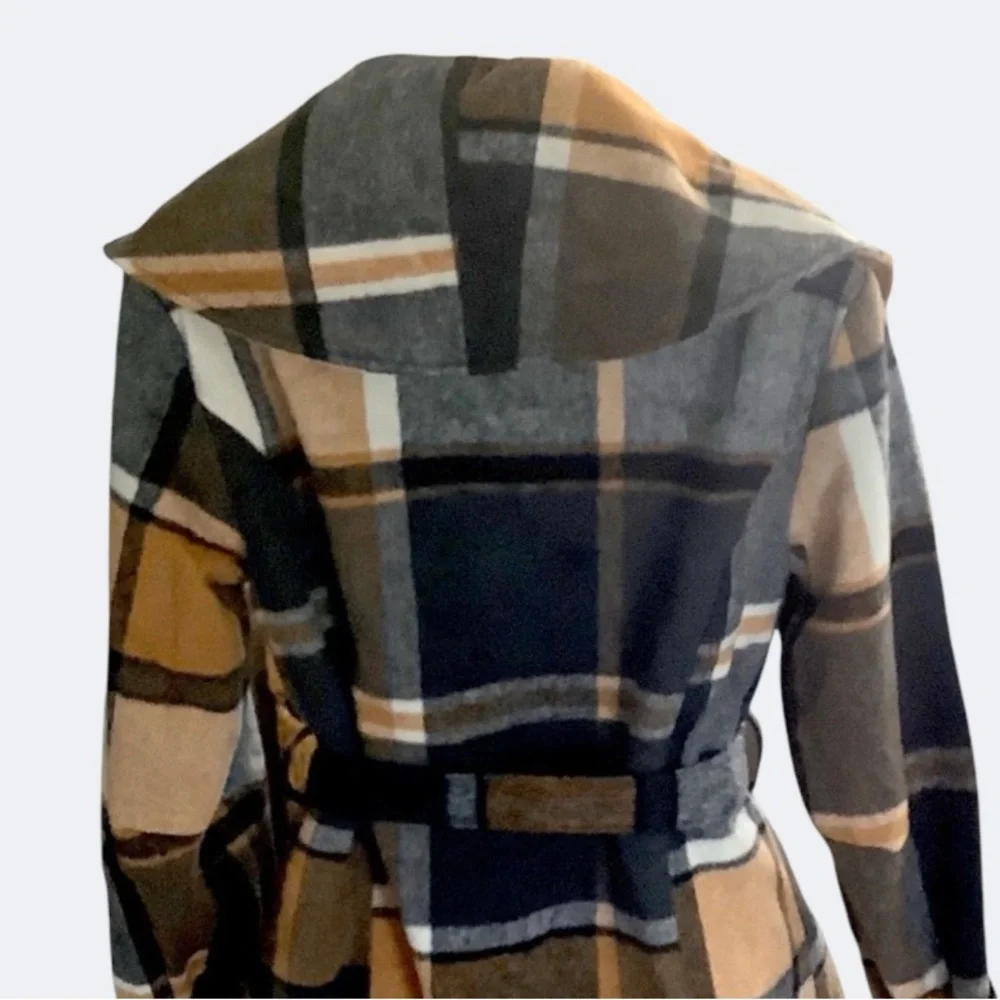 Colleen Lopez Plaid Wool-Blend Belted Jacket